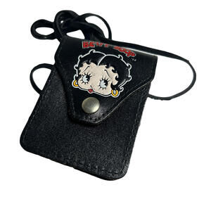Betty Boop Vintage Travel Holder bag TM Hearst ‘95 Embroidered Black Leather